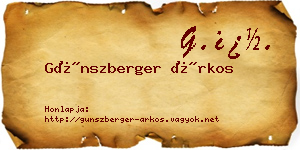 Günszberger Árkos névjegykártya